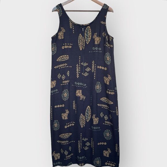 K‎ Studio Maxi Dress Women Size 16 Blue Nature Print Back Zip Vintage - Picture 5 of 13